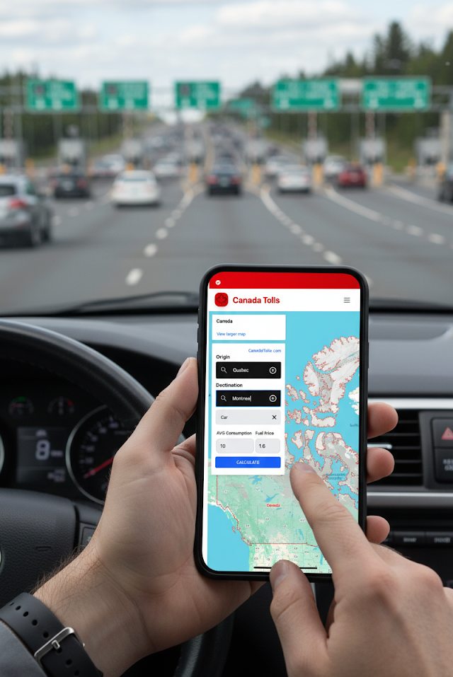 Highway toll booth in Canada